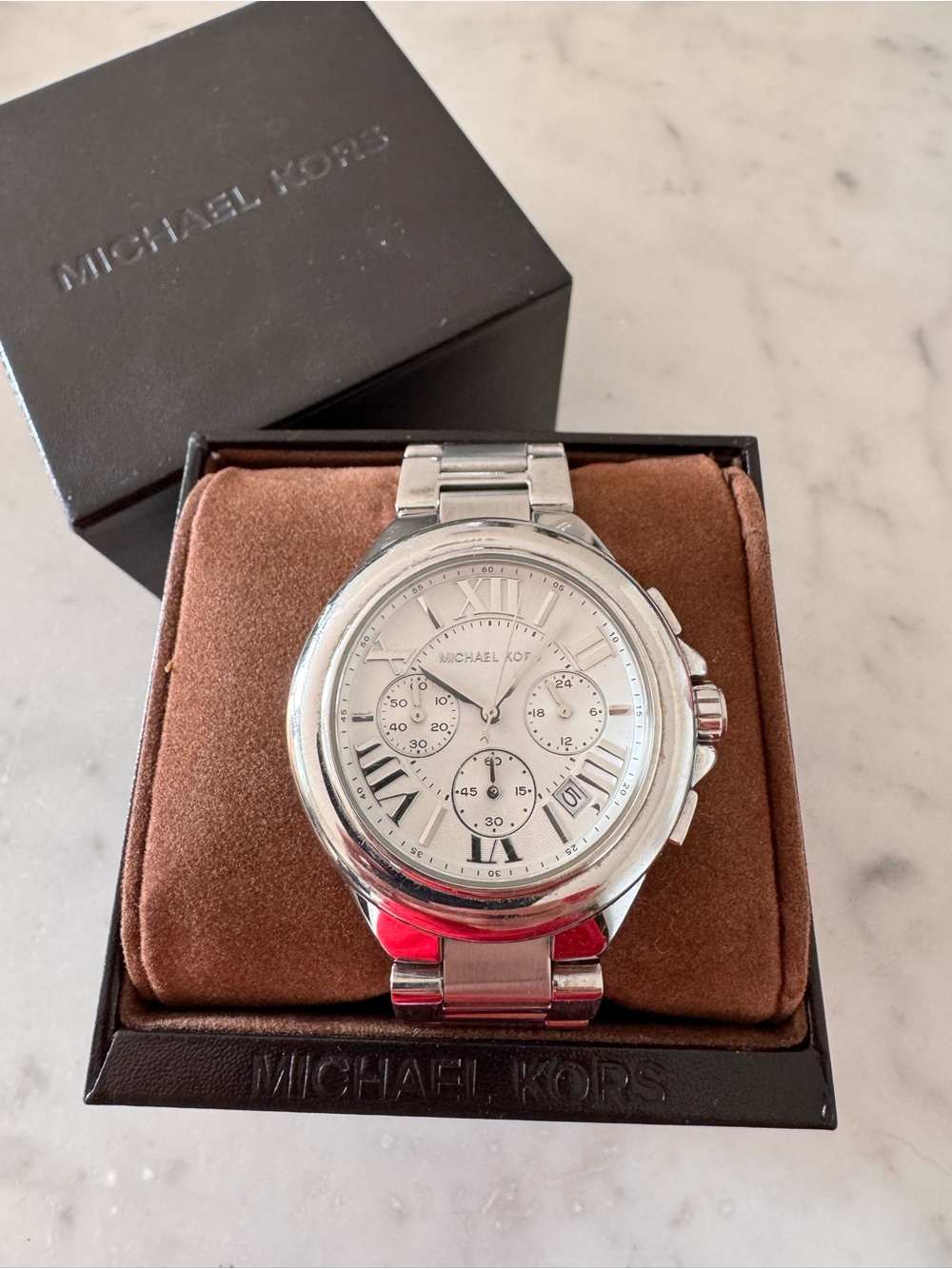 Michael Kors Oversized Silver Chronograph Watch | Women’s